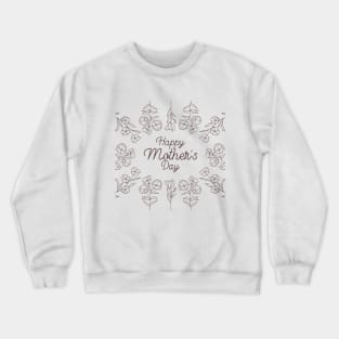 Happy Mothers Day Line Flowers Pattern On Peach Crewneck Sweatshirt